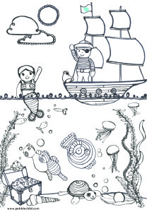 Pebble Child Summer colouring page 5+