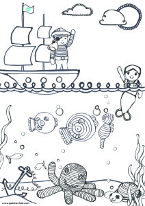 Pebble Child summer colouring page little ones